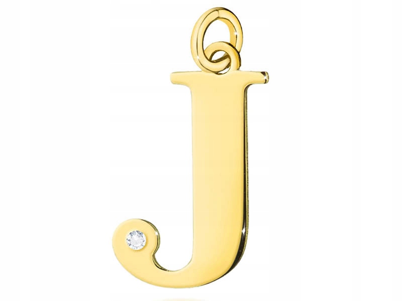 Zlatý přívěsek 585 písmeno J s briliantem a diamantem na řetízek 14k s