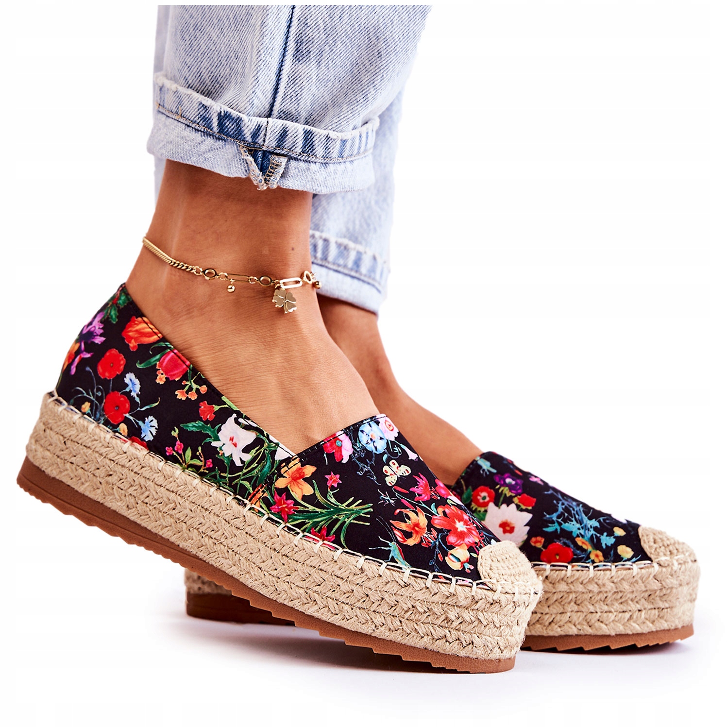 

Modne Wsuwane Espadryle W Kwiaty Czarne 36