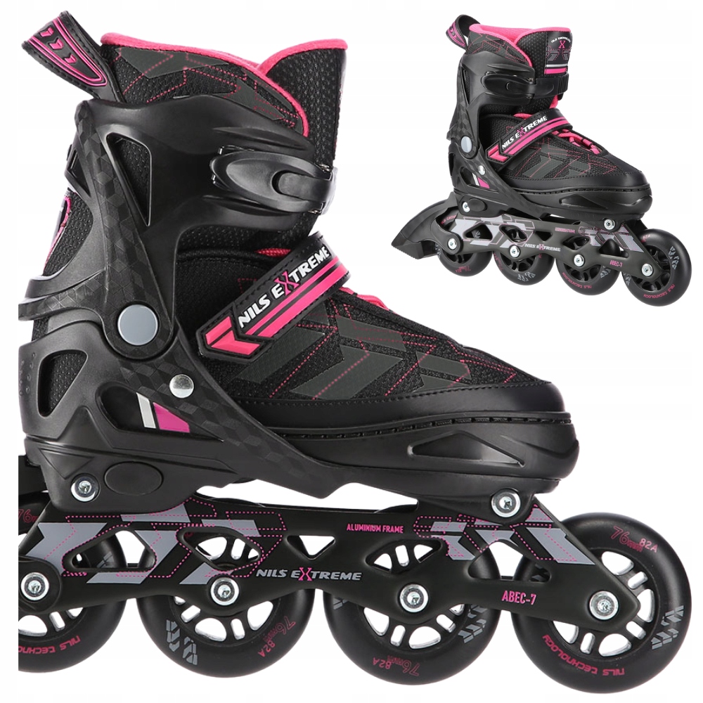 Nastavitelné Kolečkové Brusle Rekreační Brusle 2v1 s kaučukovými kolečky Nils Extreme velikost 35-38