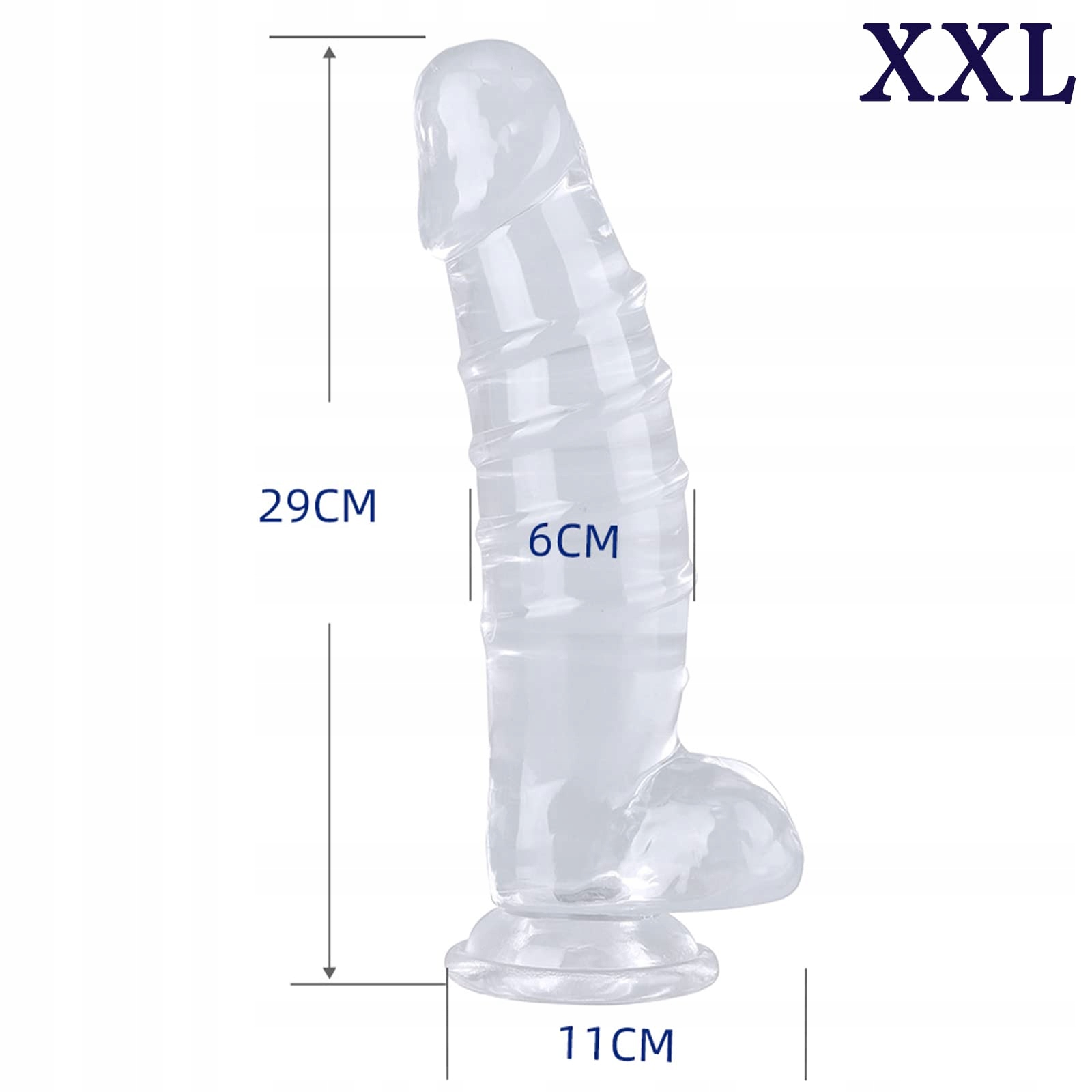 BDSMLOVE XXL Dildo Przezroczysty Realistyczny Z Przyssawką Analny Duży — miniatura 4