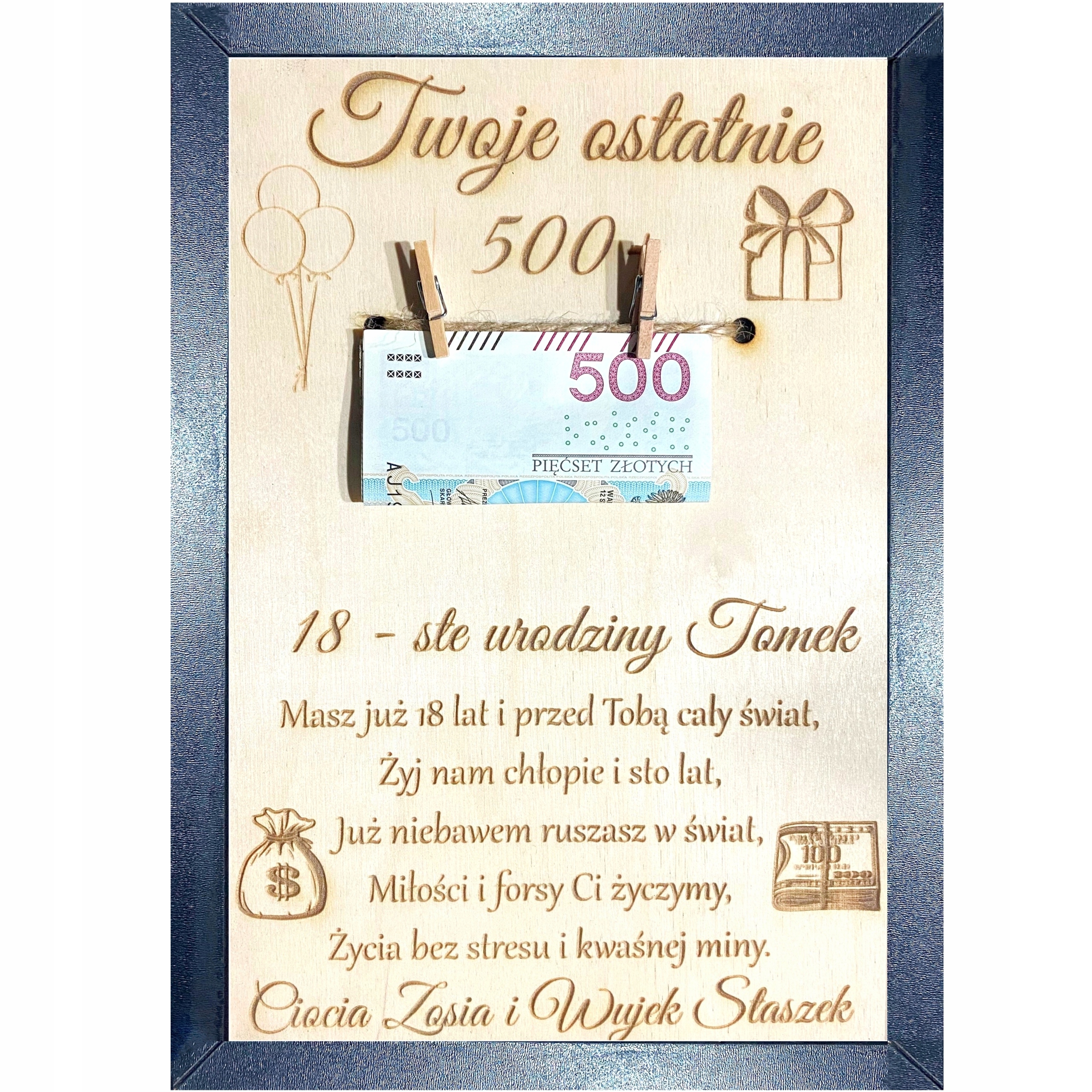 Vaše Poslední 500+ Rámeček Dárek K Narozeninám 18 Stka