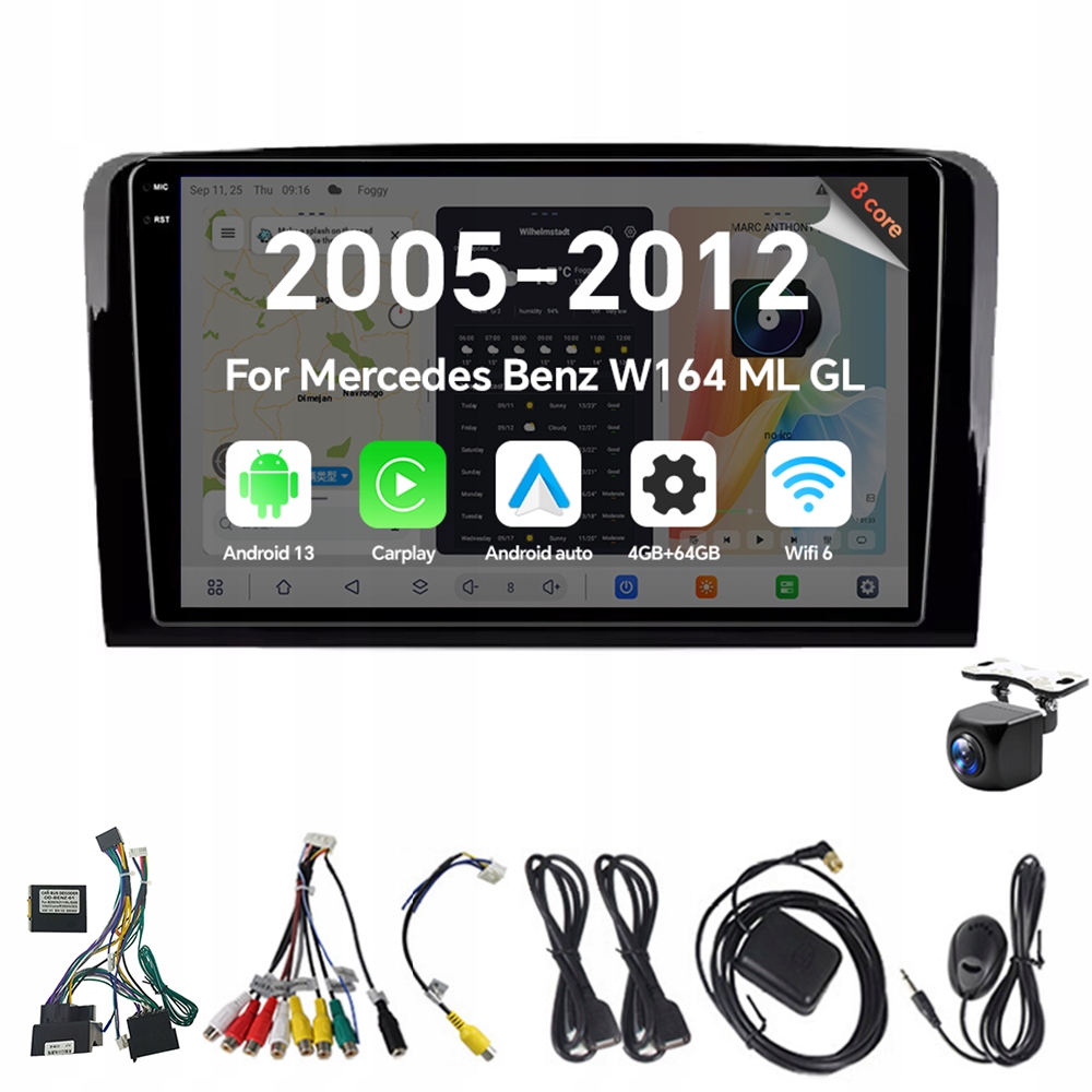 2Din Android 13 autorádio pre Benz M-trieda W164 GL-trieda X164 ML Carplay Bt