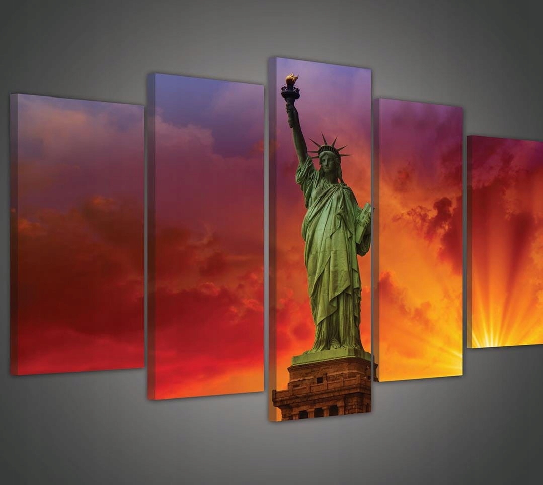 Obraz 100x60 New York Západ Slunce Svoboda Symbol inspirace patriotismus