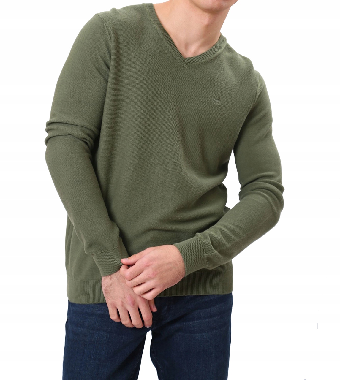 Mustang Emil V Basic 6352 Nature Olive pánský svetr velikost S