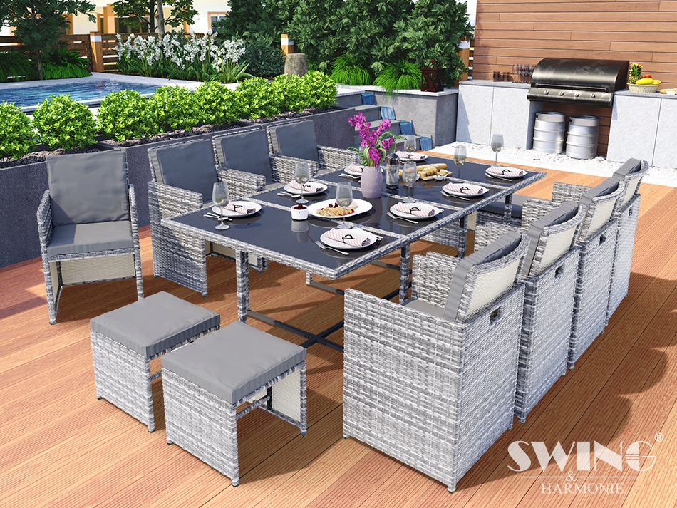 VEGAS MEBLE OGRODOWE POLYRATTAN 13el. SZARY Producent inny