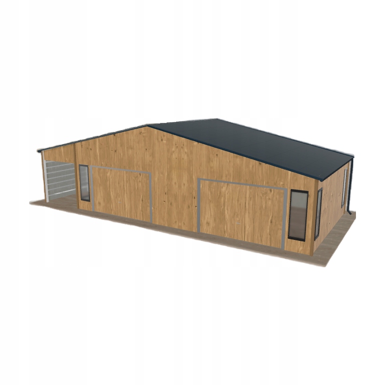 Plechová garáž 9.5 x 5 m s přístřeškem Světlý ořech