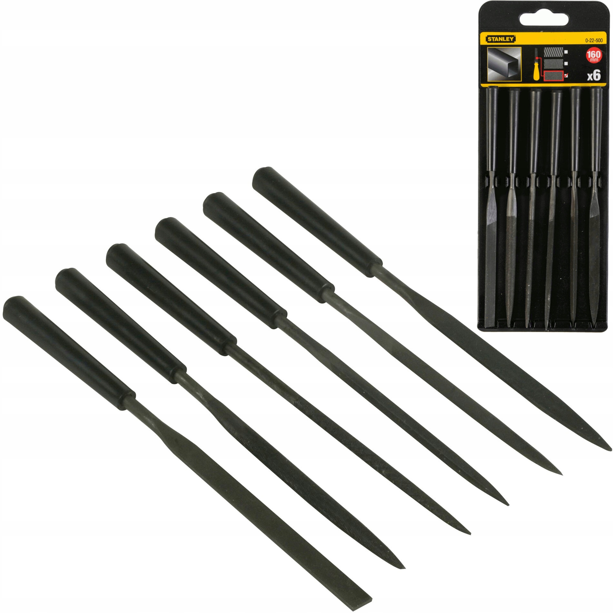 Stanley Zestaw 6 szt pilników iglaków 150mm stal węglowa 0-22-500
