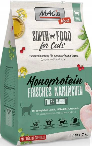 Mac's Cat Monoprotein Adult Rabbit Z Królikiem 7kg