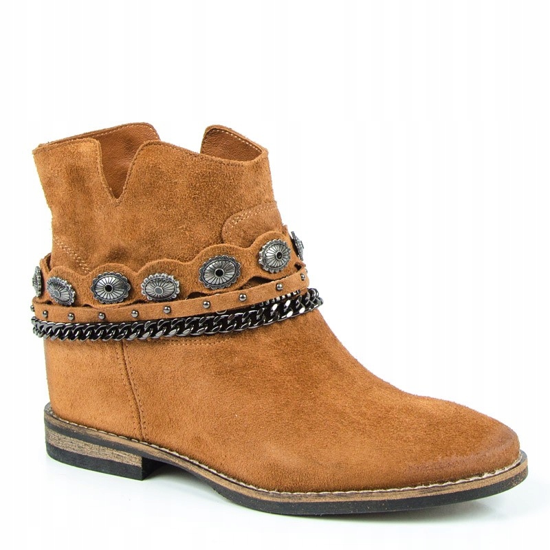 

Carinii B7016 Botki Kowbojki Koturn Skóra Rude 36