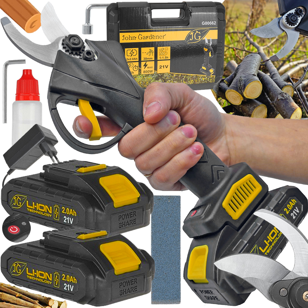 Sekator Akumulatorowy Elektryczny Ogrodowy Nożyce 2x Aku Walizka 30MM Mocny