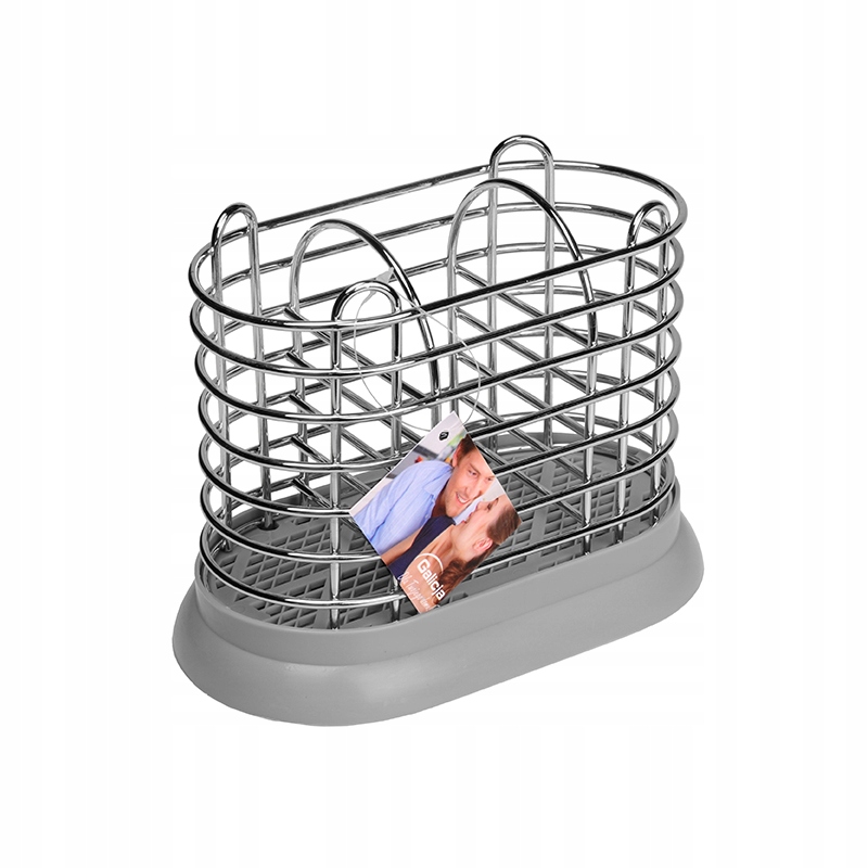 

Ociekacz Stojak Na Sztućce Z Podstawką Stal Szara