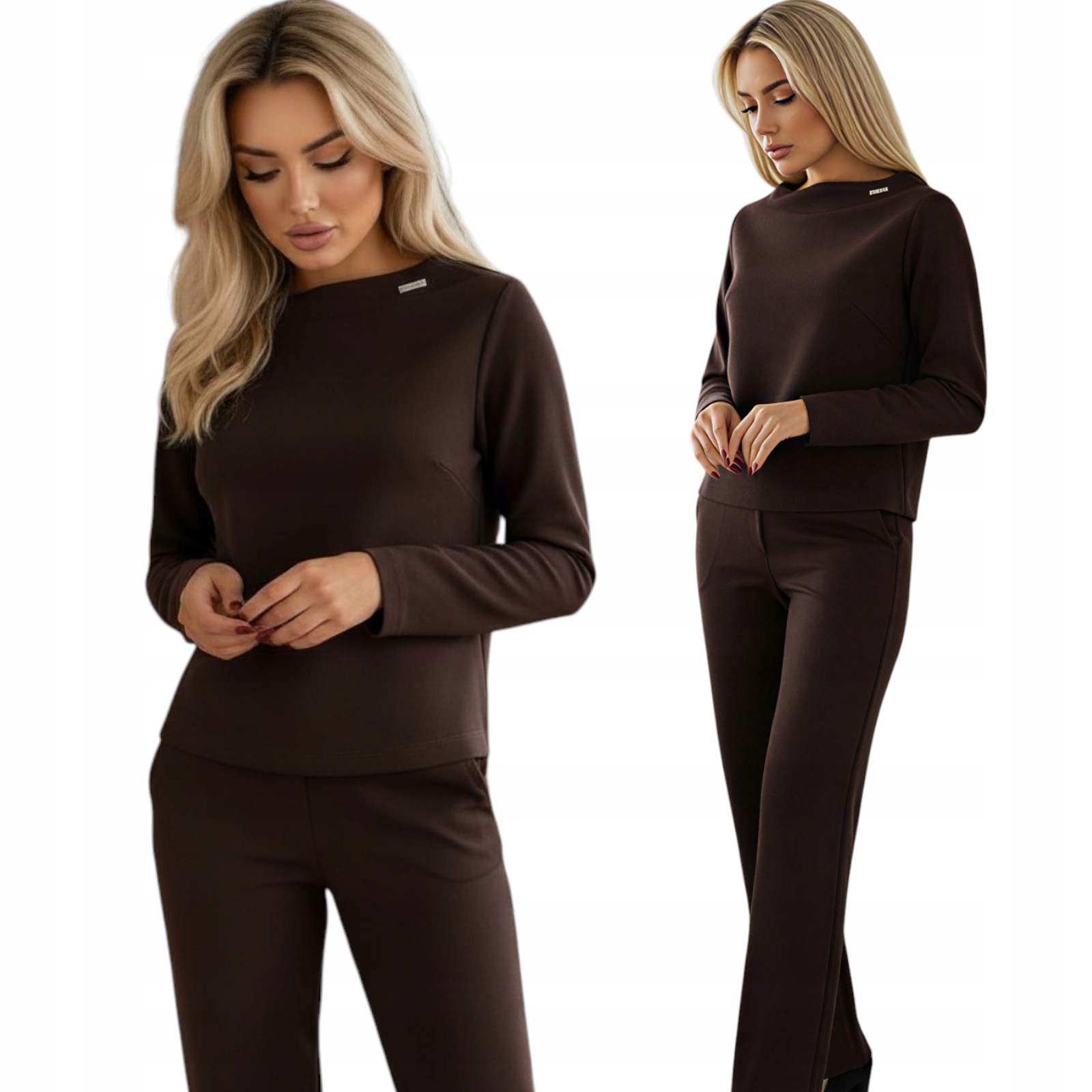 Damski komplet Bluzka Spodnie Polska produkcja Ciemna czekolada M