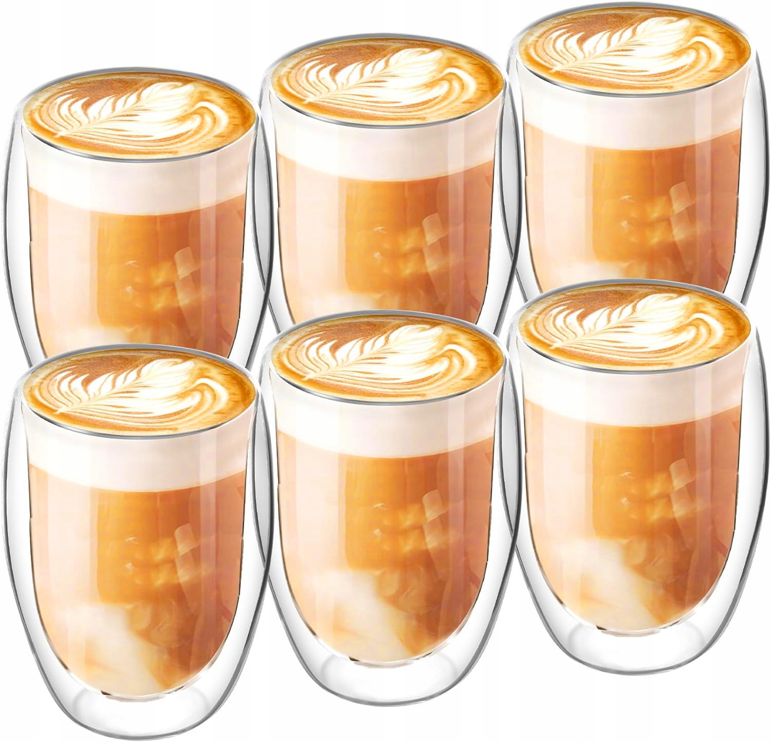 6x SZKLANKI TERMICZNE DO KAWY LATTE DRINKÓW 350ml Stan opakowania oryginalne
