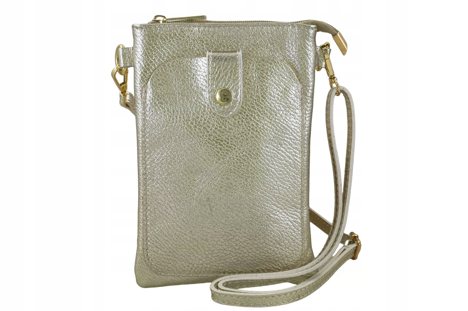 Mini kabelka pouzdro z metalizované zlaté kůže