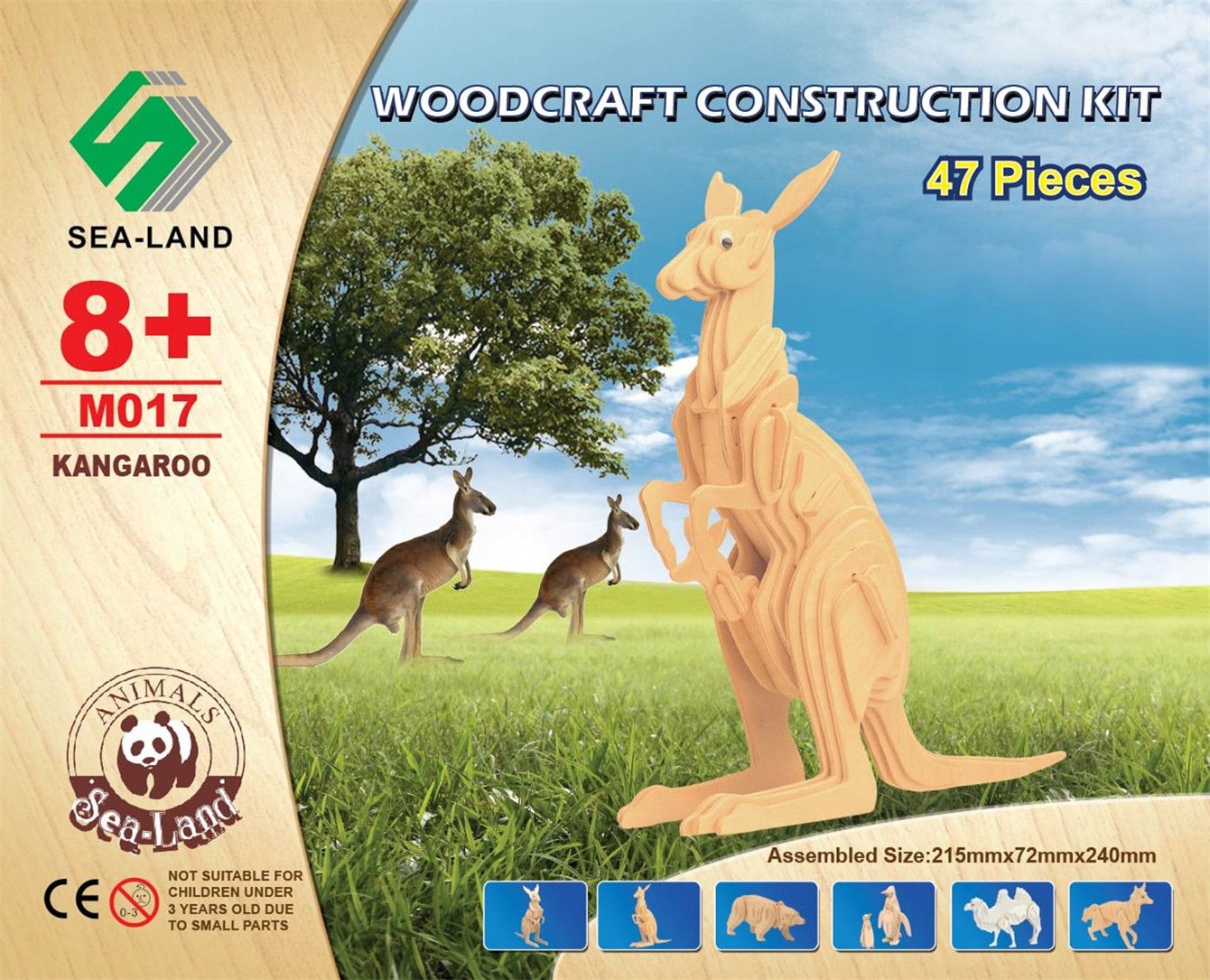 PUZZLE DREWNIANE 3D PRZESTRZENNE KANGUR Wiek dziecka 8 lat +