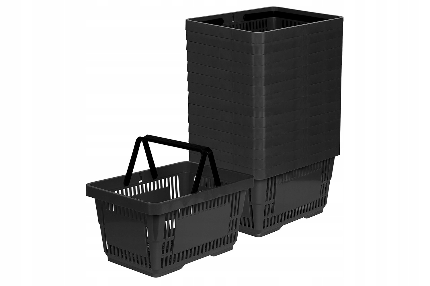15 x košík 2 rukojeti nákupní košík, nákupní košík Černý