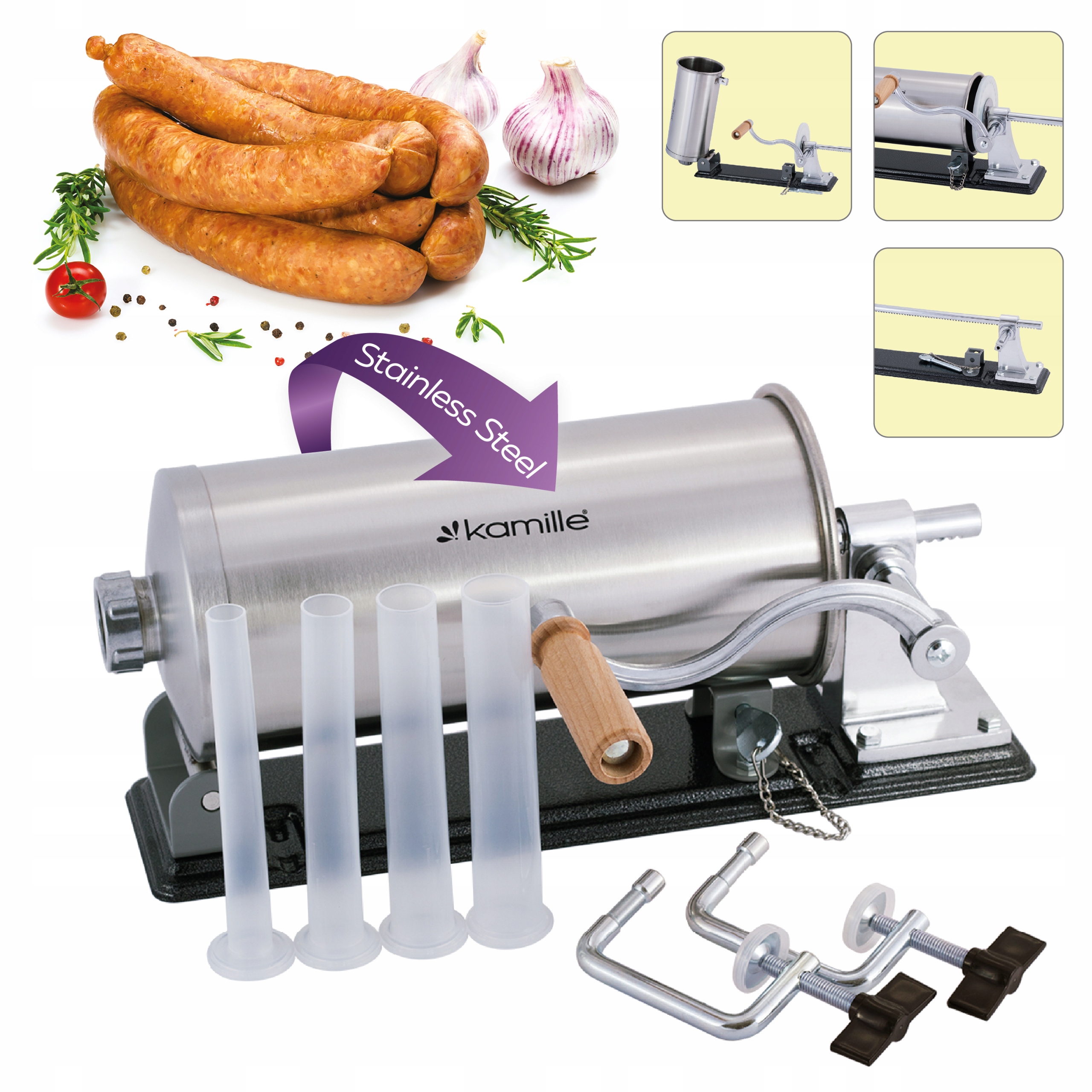 Plnička Klobás Strojek Na Klobásy Uzeniny 5,5 kg Stříkačka Kamille