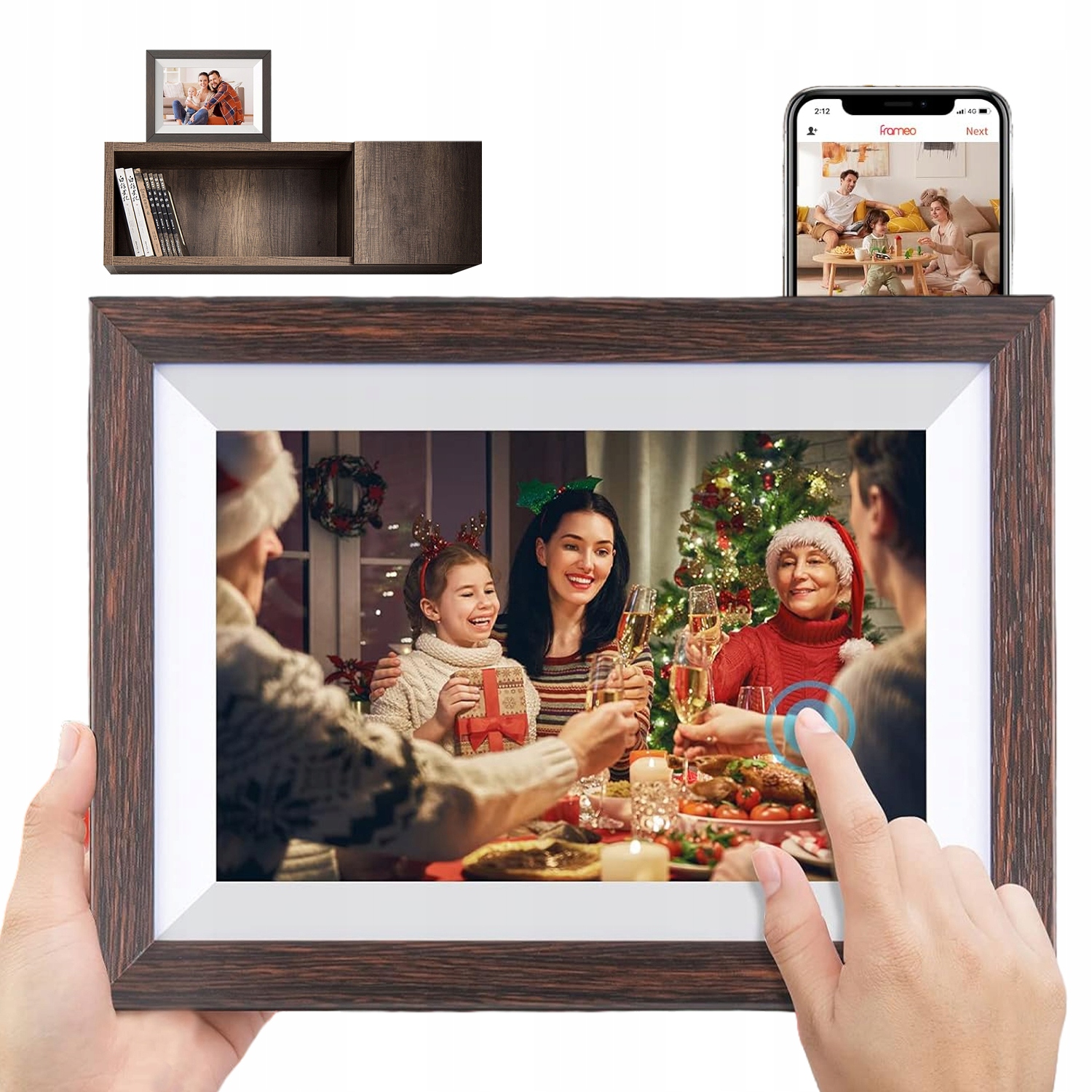 10,1" Digitální Elektronický Rámeček Na Fotografie Frameo Fotorámeček Hd Dřevo