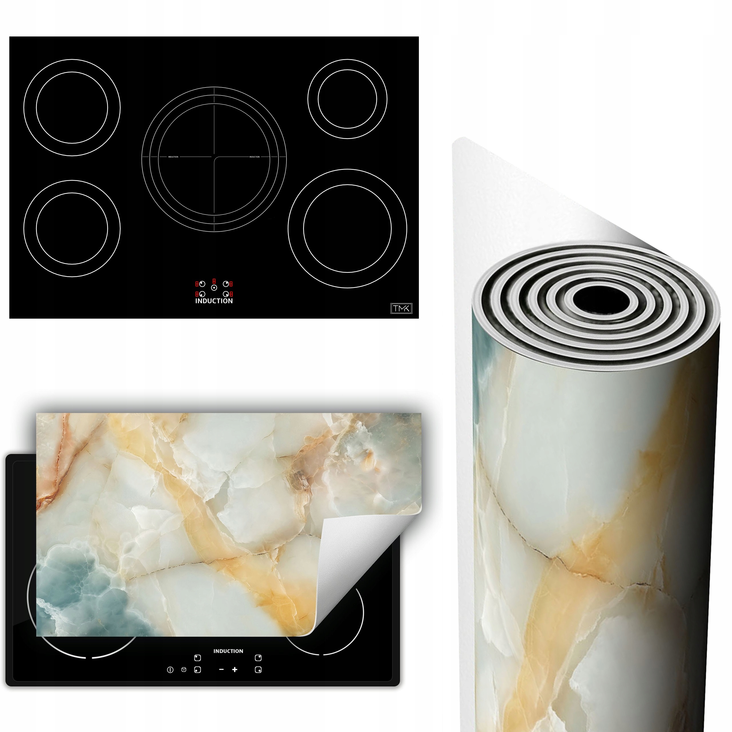 Vinylová Podložka Na Ochranu Kuchyňské Desky 90x52 mramor šedá