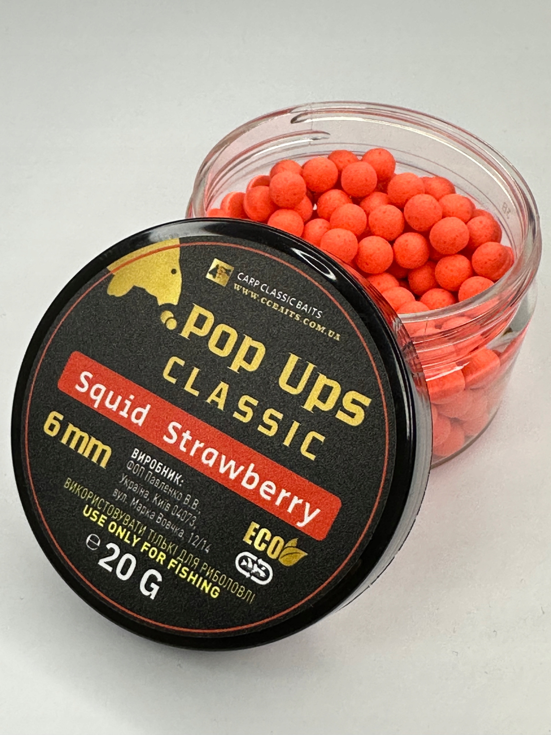 Kulki Carp Classic Baits Pop Ups 6 MM Classic Squid Strawberry