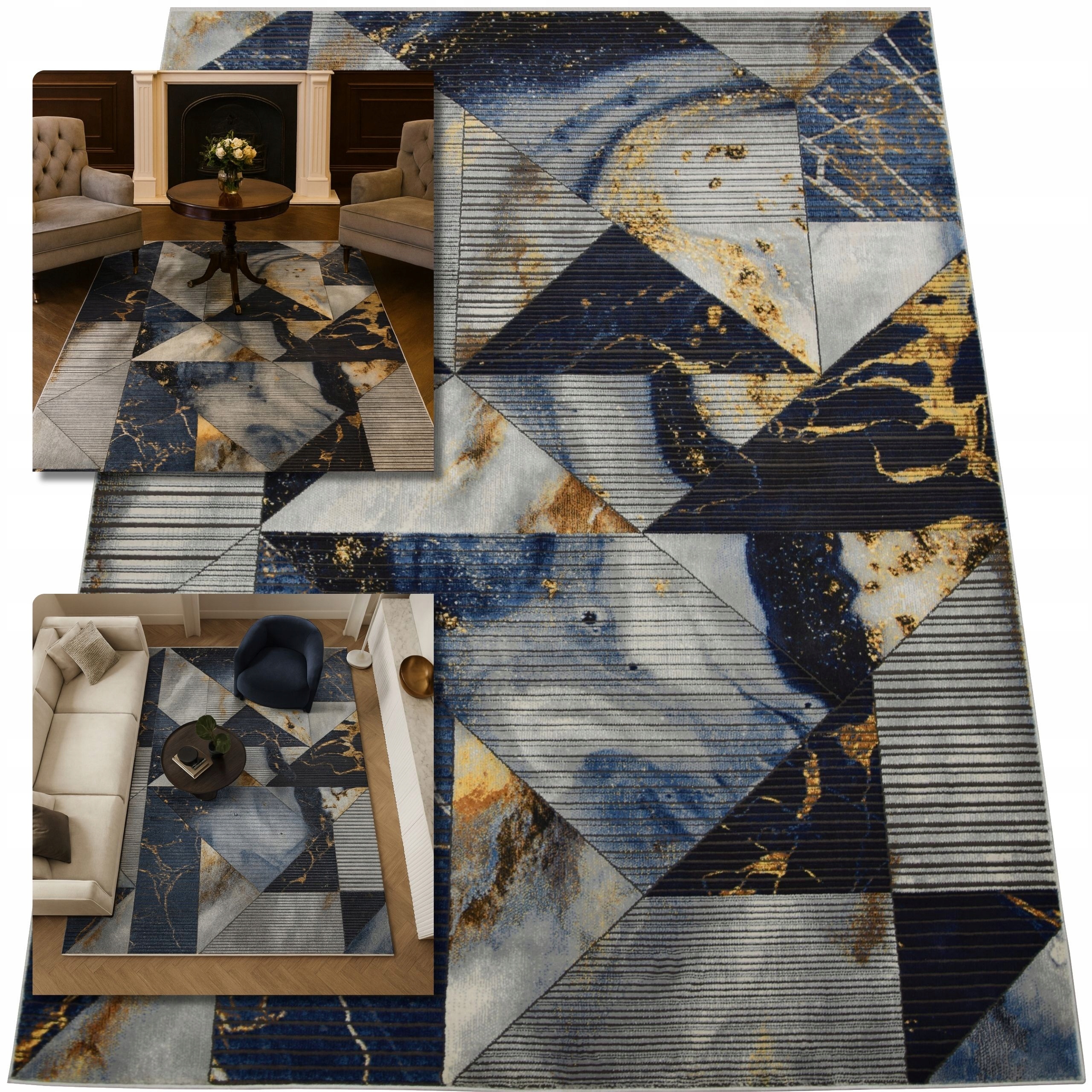 Koberec 160x230 Etna Moderní Tmavě Modrý Koberec Do Obývacího Pokoje Koberec Mramor
