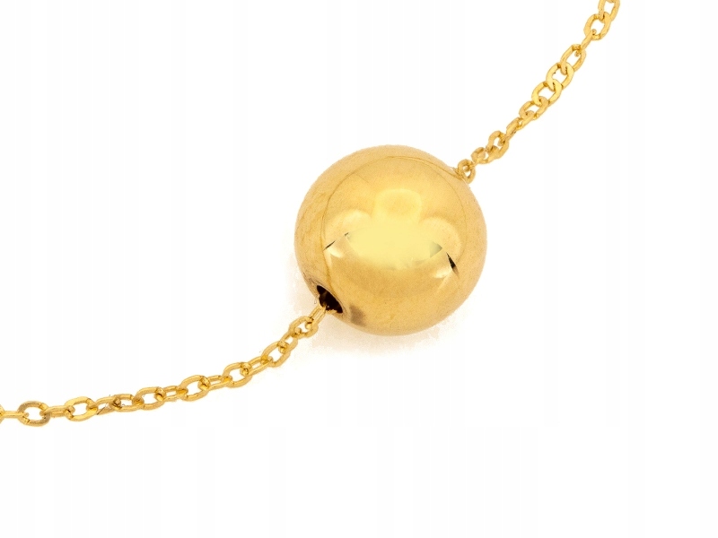 Zlatý náhrdelník 585 nafukovací kulička s kuličkou 45 cm, módní 3D vzor 2.42 g