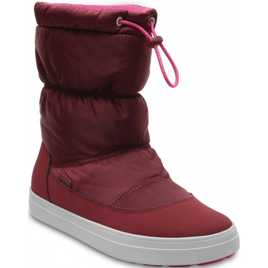 Crocs Sněhule Lodgepoint Shiny Pull-on Women W6 36,5 Garnet/Candy Pink