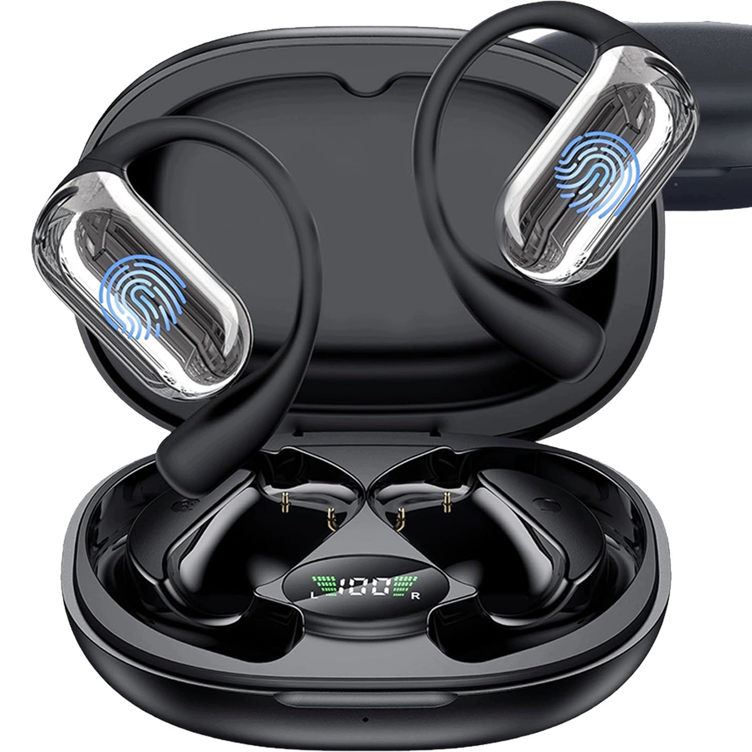 Bezdrátová sluchátka s Ai překladačem 198, Bluetooth 6.1 50H, černá