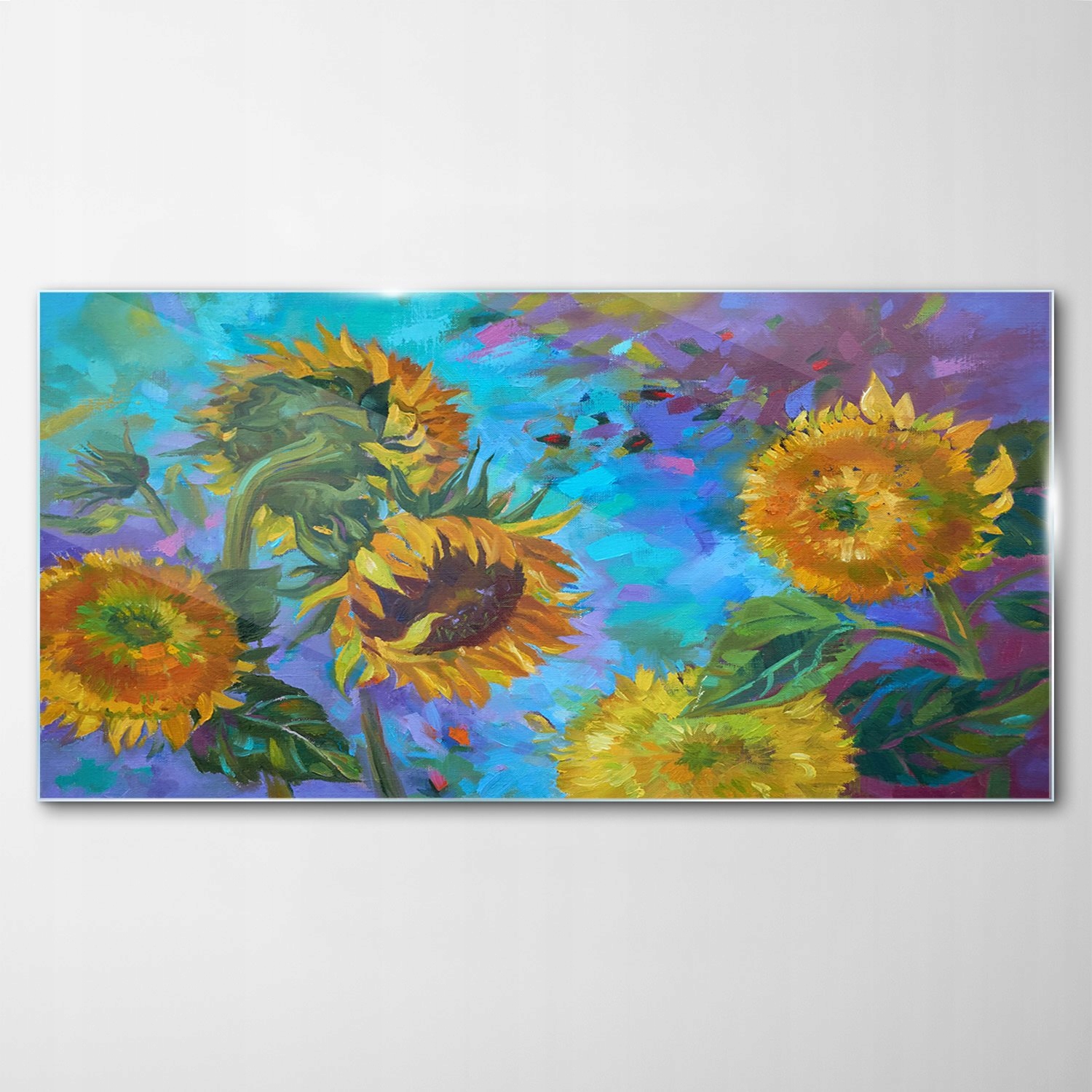 Obraz na skle Dekor Slnečnice Kvety 120x60