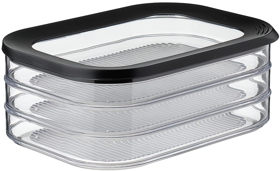 MEPAL PUDEŁKO POJEMNIK PIĘTROWY ORGANIZER WĘDLINY SER ŻYWNOŚĆ 3 w 1 CZARNY