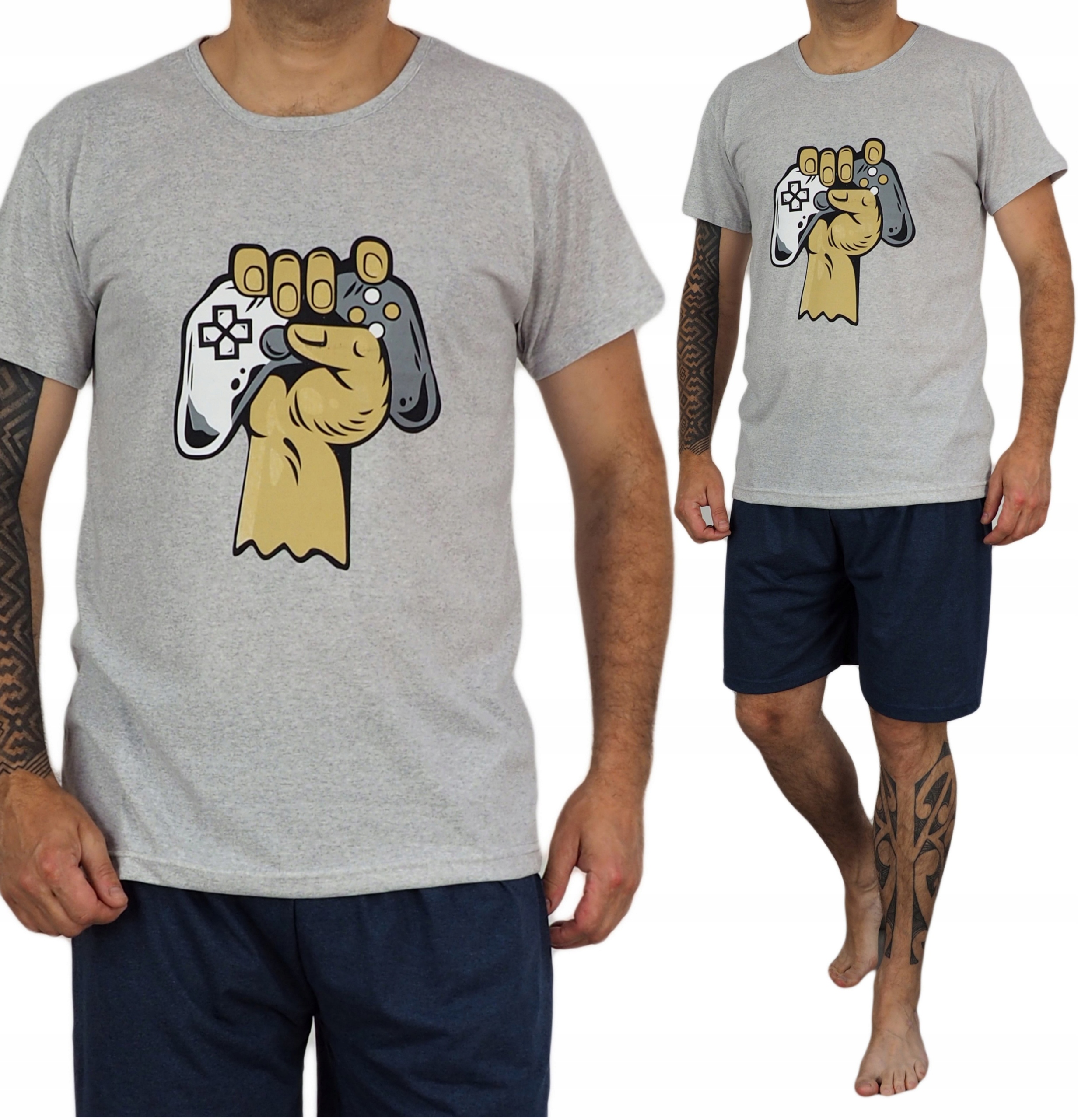 PIŻAMA MĘSKA SZORTY Gamer LATO bawełna