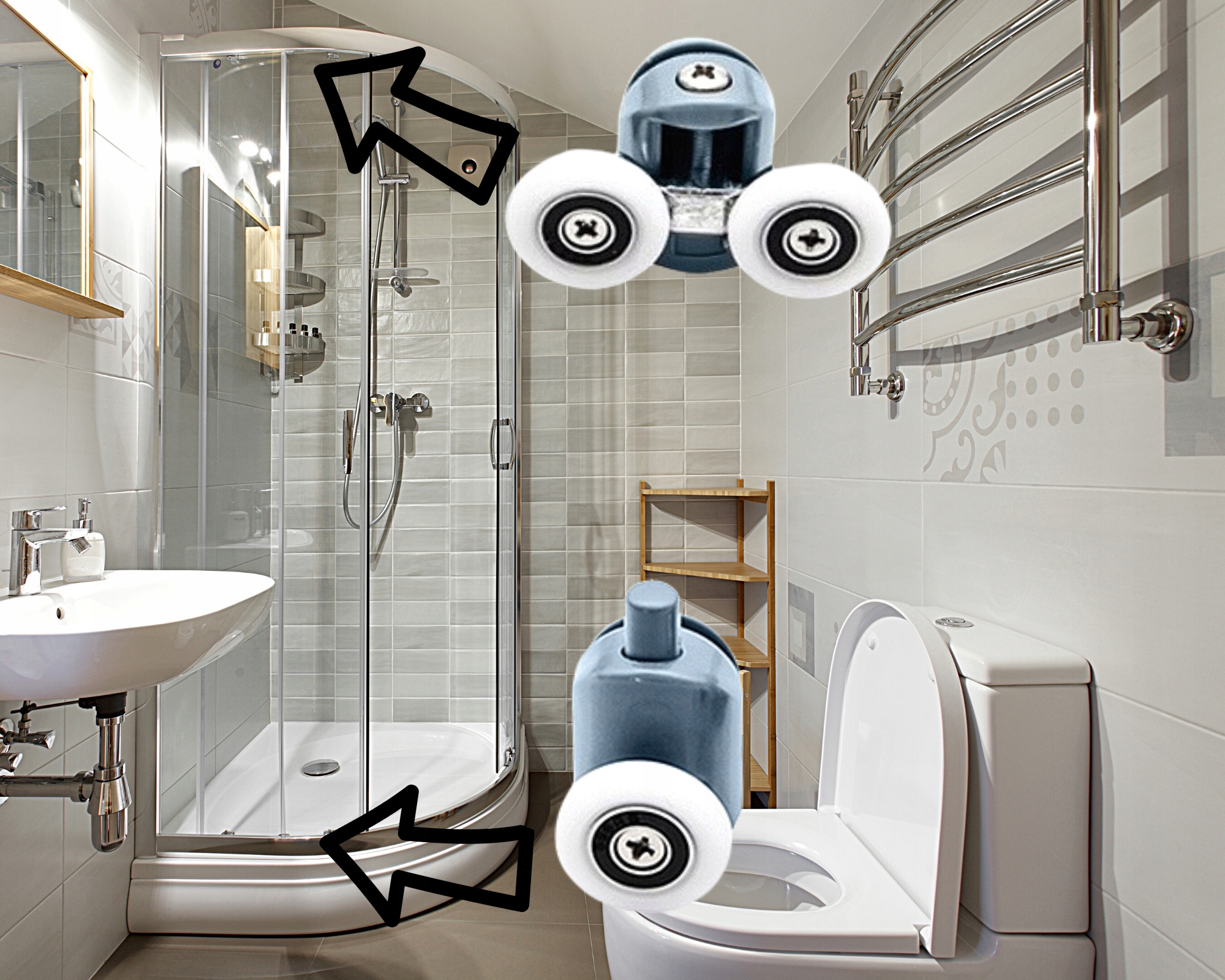 ROLKI DO KABINY PRYSZNICOWEJ KOMPLET 8 ROLEK Marka JKR