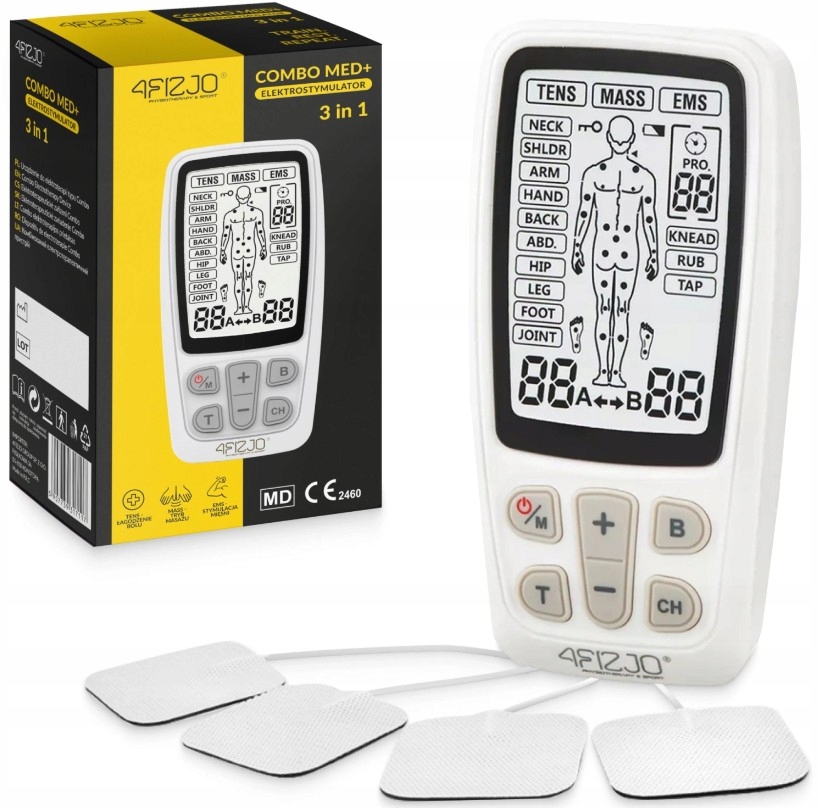 Elektrostymulator mięśni Tens i Ems Combo Med+ 3w1 4FIZJO Stymulacja