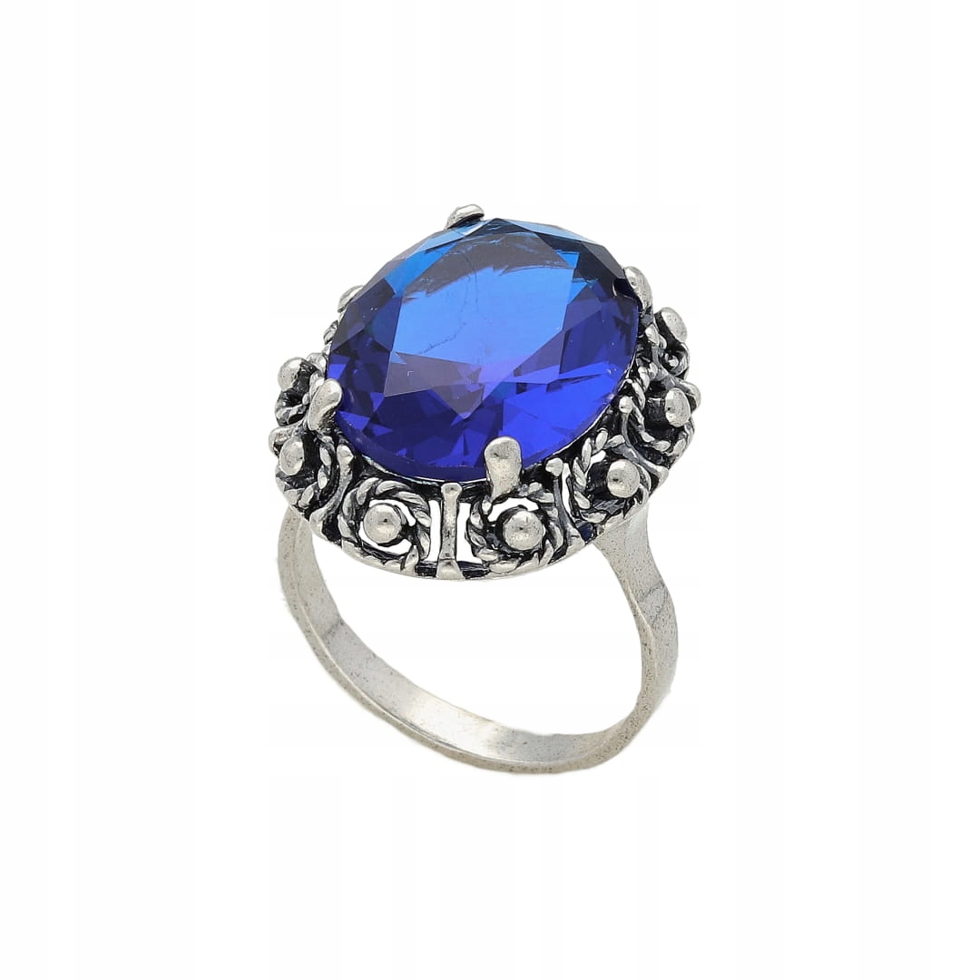 Prstýnek se safírem stříbro 14