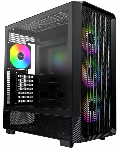 Počítačová Skříň Montech X5 Glass Black Midi Tower černé 4x Argb ventilátor