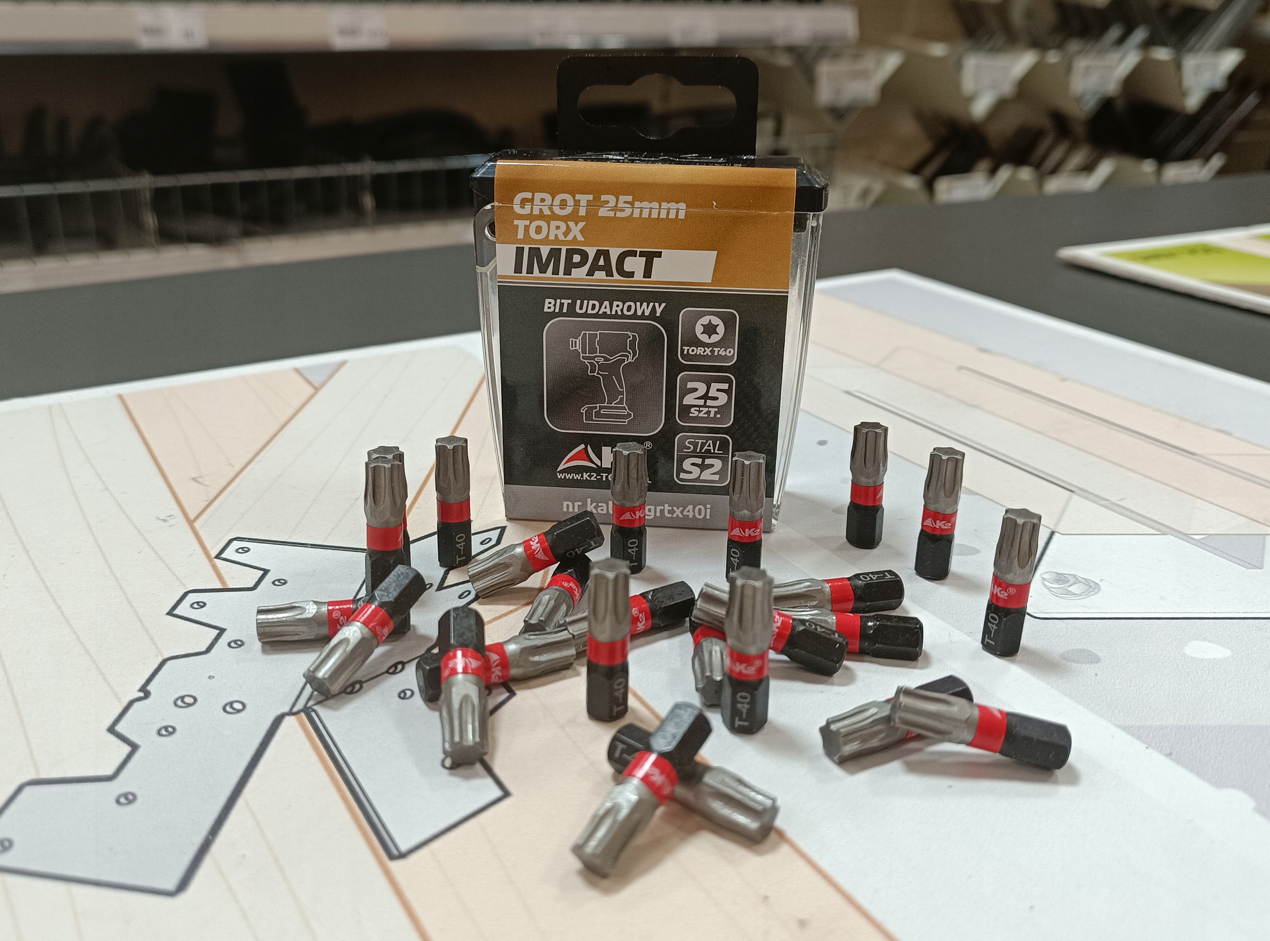 Bit udarowy końcówka grot do wkrętarki K2 Impact TX40 TORX T-40 S2 25mm Typ grotu Torx