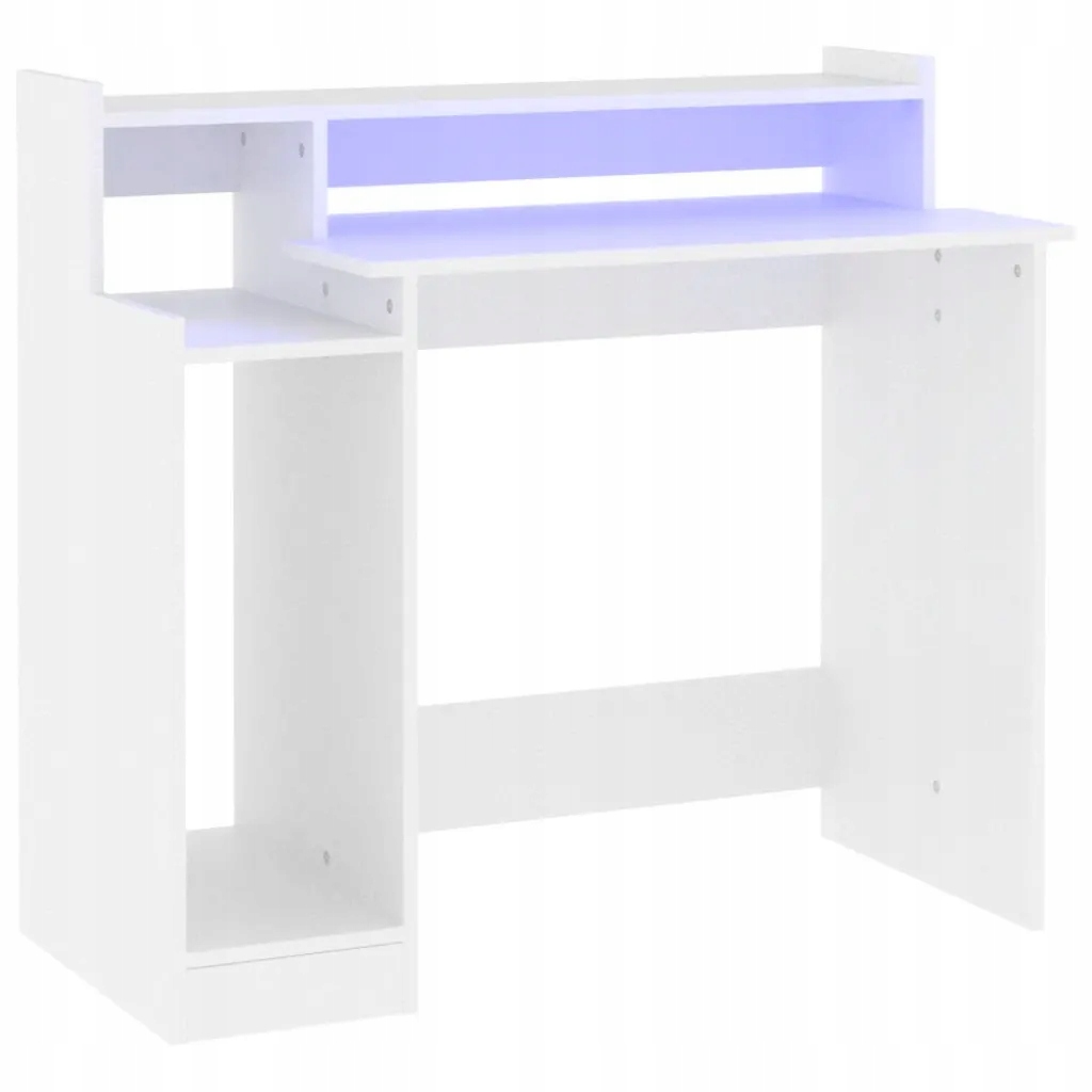 Počítačový stůl s Led podsvícením, bílý, 97x45x90 cm