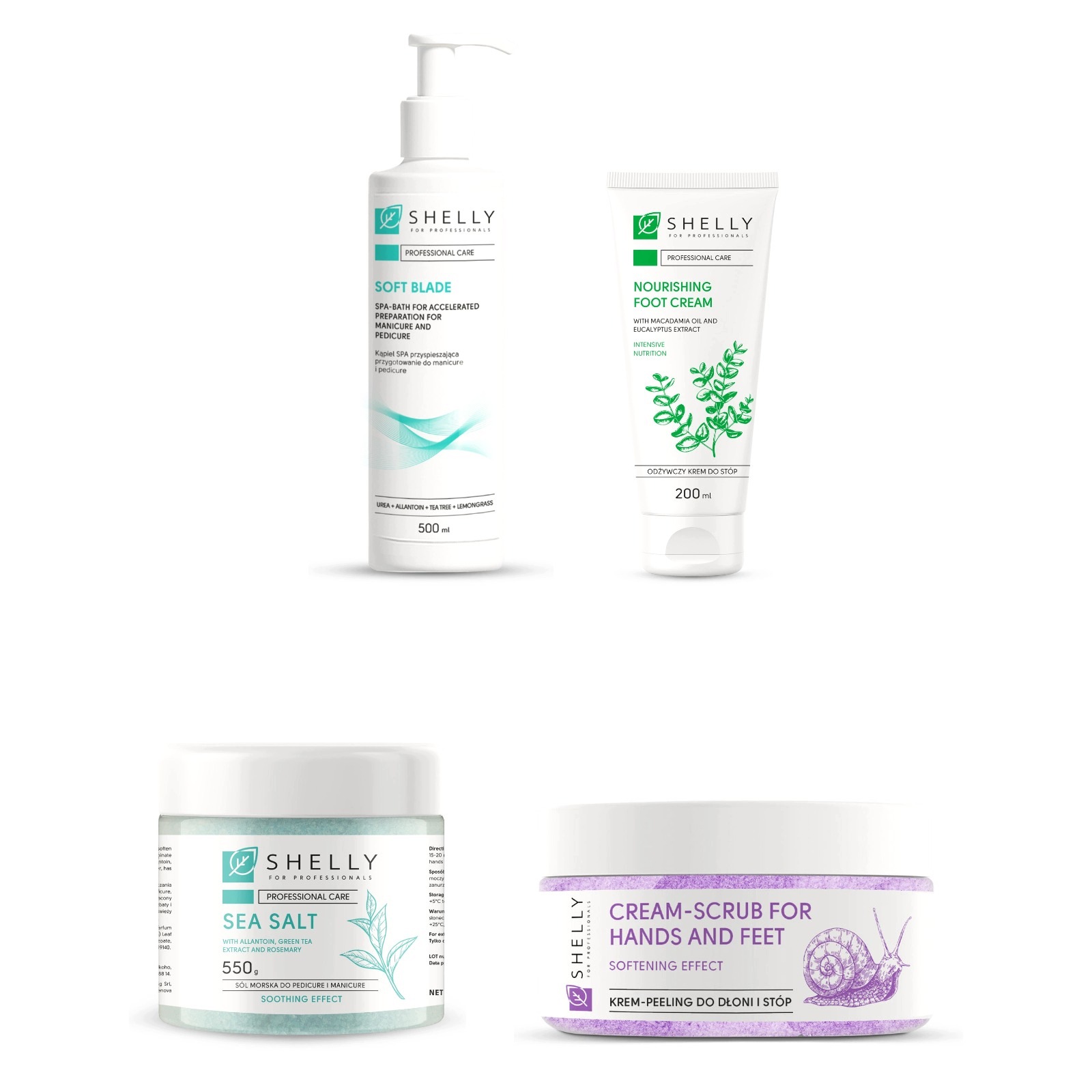 Sada pro Spa pedikúru a péči o nohy Shelly koupel sůl peeling krém