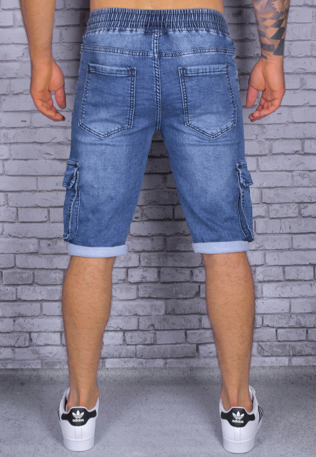 JEANSOWE BOJÓWKI SPODENKI MĘSKIE JEANSOWE ELASTYCZNE JAKOŚĆ Kolor niebieski