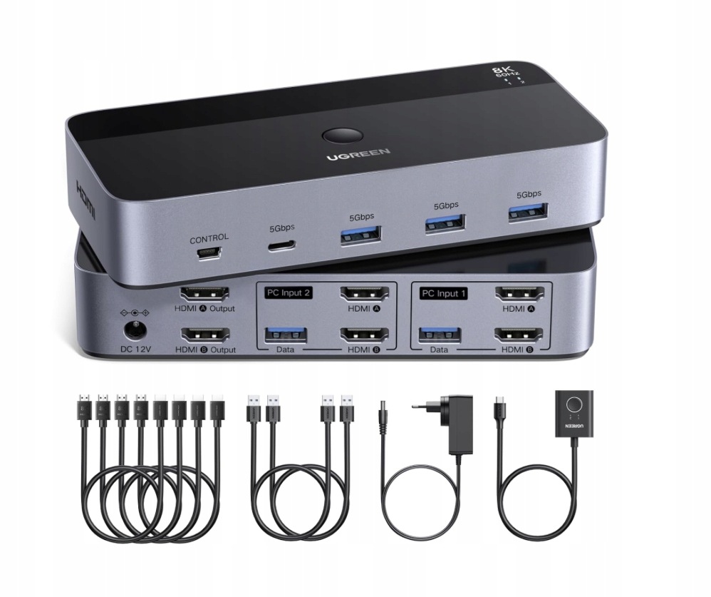 Prepínač Kvm Ugreen 8K 60Hz 4K 240Hz Usb 3.0 2 počítače
