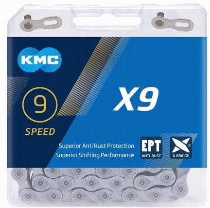 Łańcuch Kmc X9 Ept, 114 ogniw, 6,6mm, 9-rzędowy