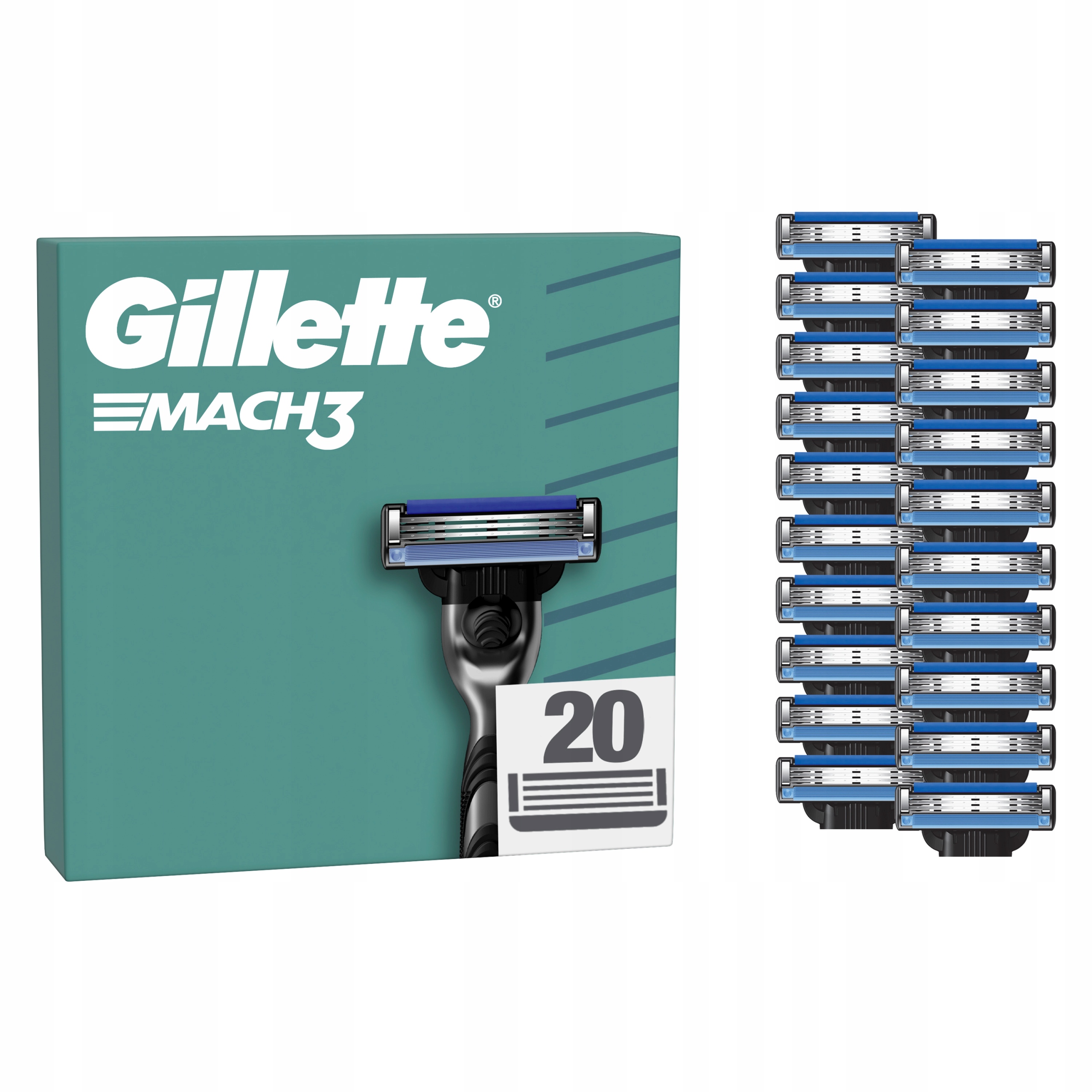 Gillette Mach3 Wkłady wymienne z 3 ostrzami, 20 sztuk