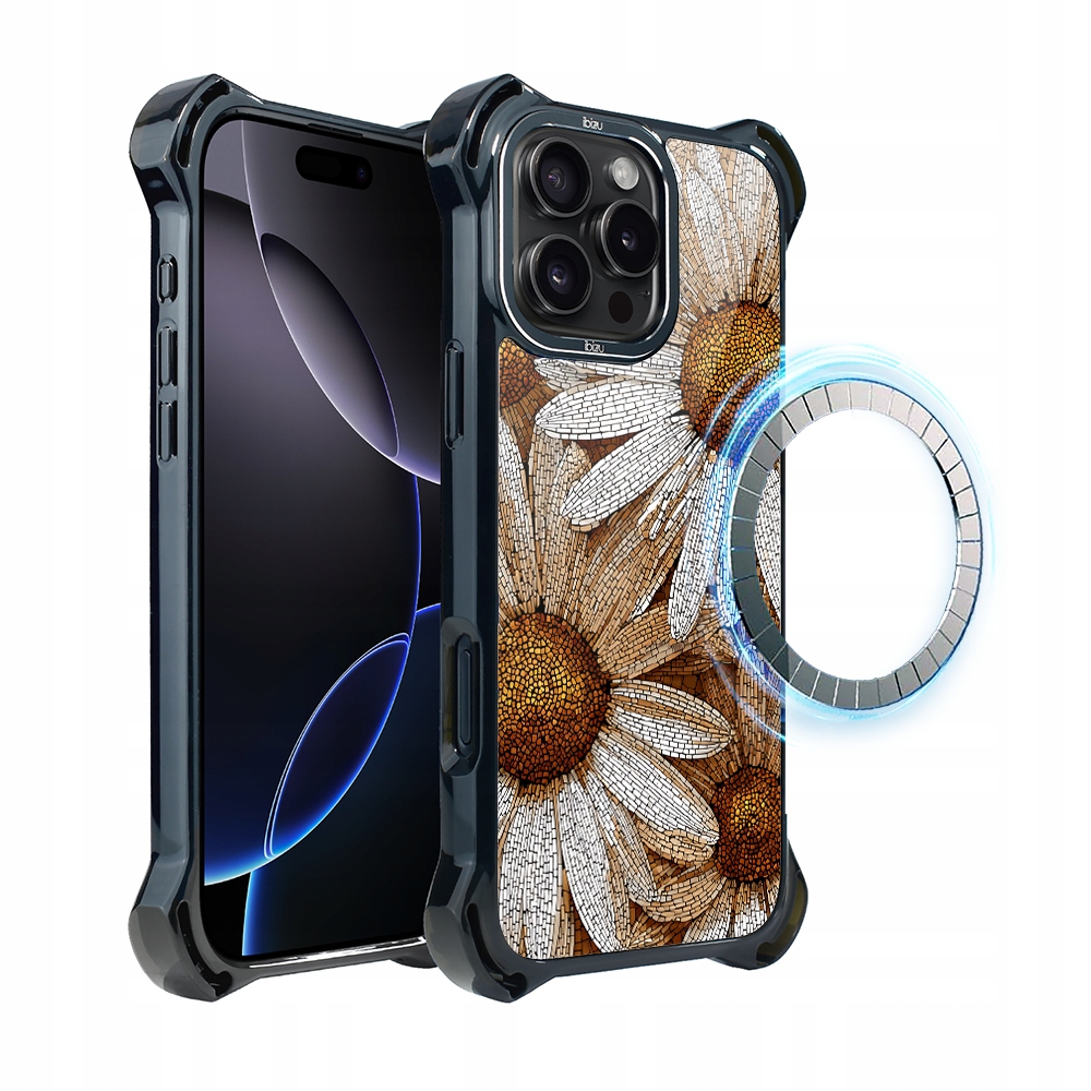 Pouzdro pro iPhone 16 Pro Ibizu DropGuard Ultra s MagSafe, heřmánková mozaika
