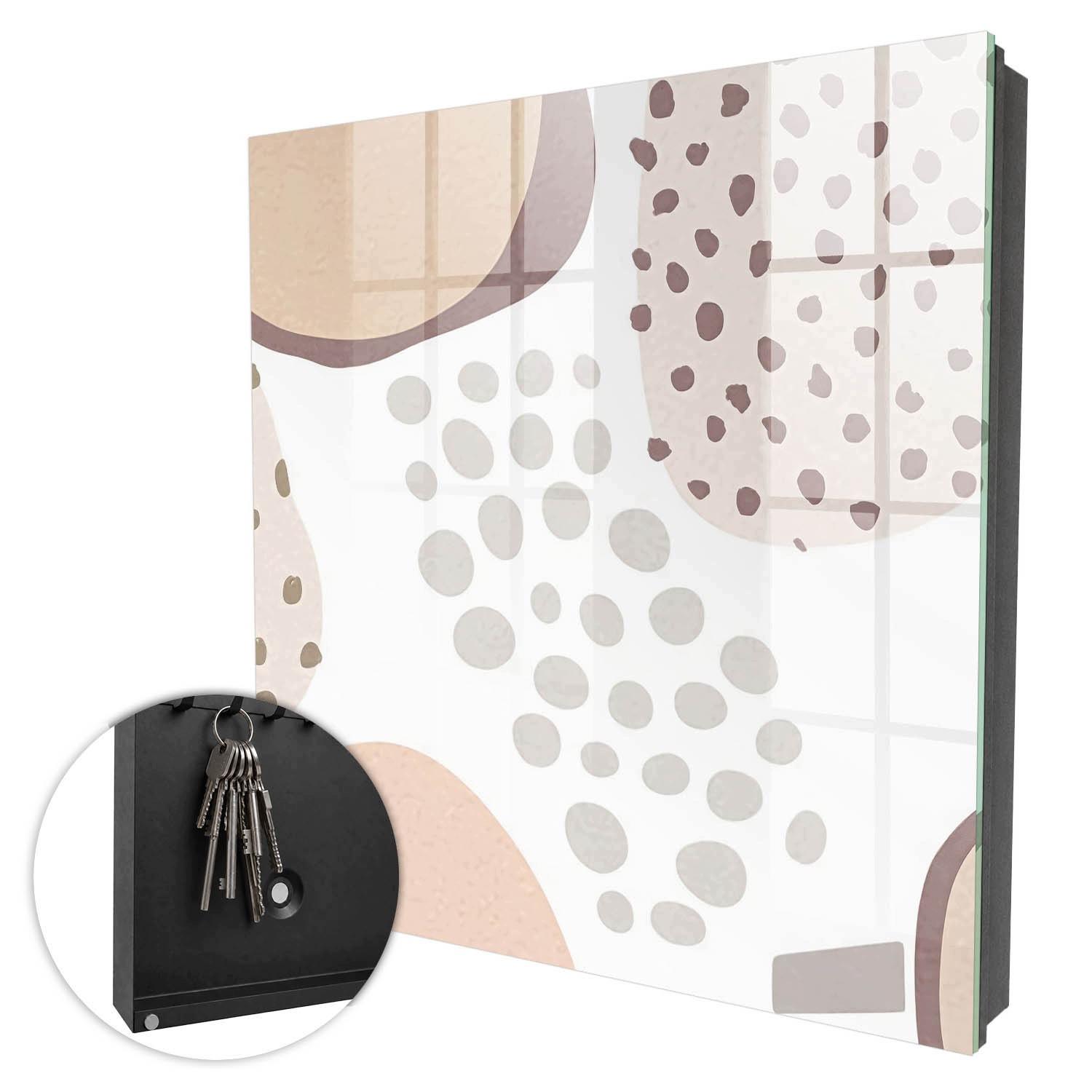 Organizér na klíče na zeď Organické tvary Černá pravá 30x30 cm