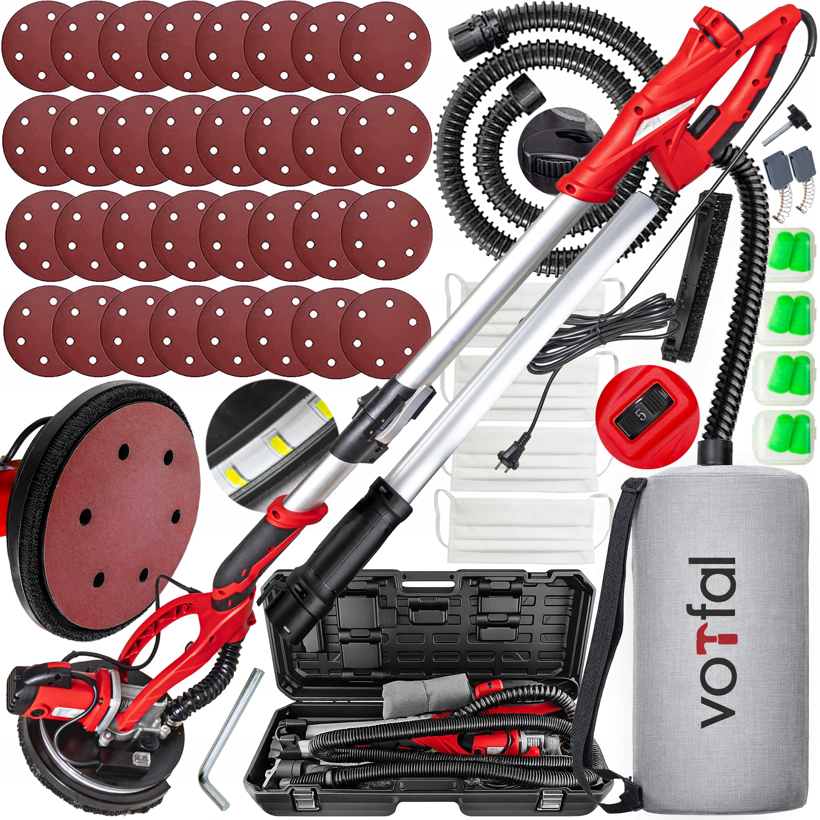 Szlifierka Żyrafa Do Gipsu Gładzi Tynku Ścian Sufitów Led 360° 30x Papier