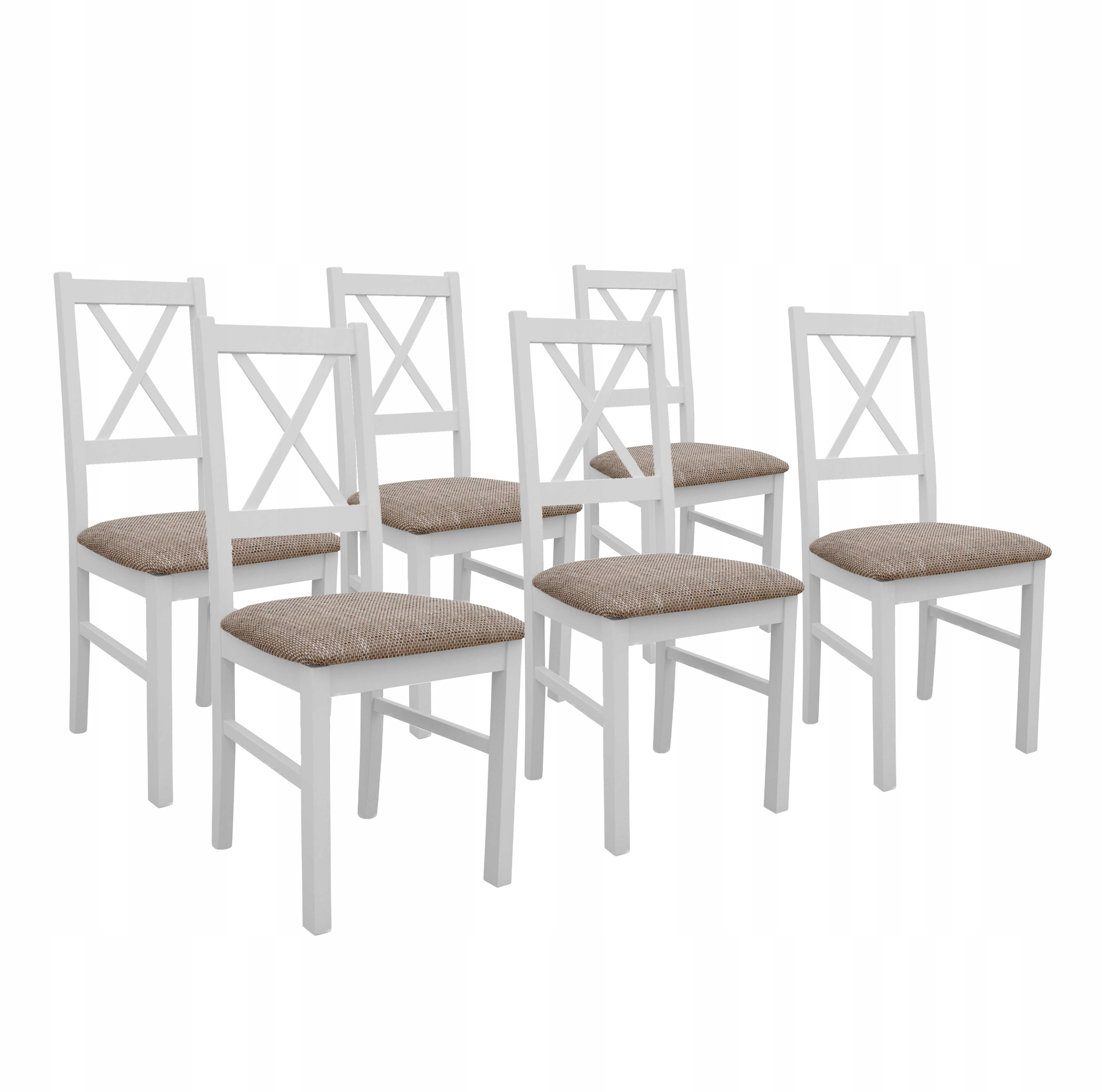 Sada 6 x Jídelní židle do obývacího pokoje do kuchyně dřevěná NIL10 bílá/béžová