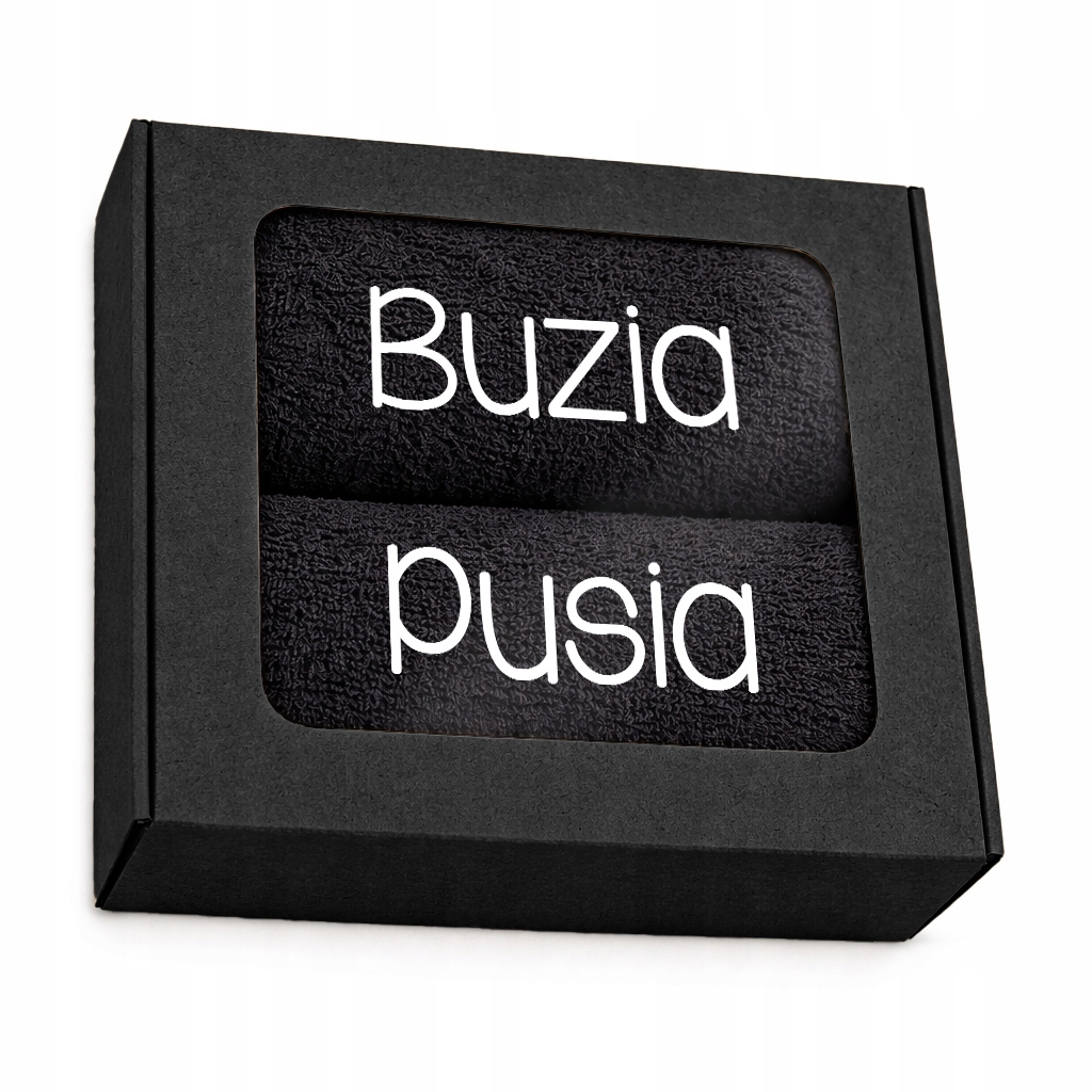 Sada ručníků 50x100 Výšivka Dárek pro dívku manželky Pusia Buzia Černá