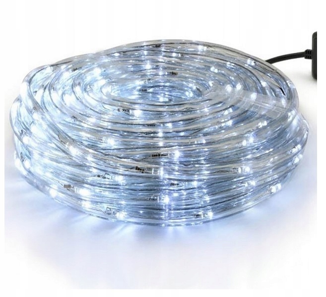 ŁAŃCUCH WĄŻ SZNUR ŚWIETLNY LED ZEWNĘTRZNE 100 LED ZIMNY BIAŁY 10M