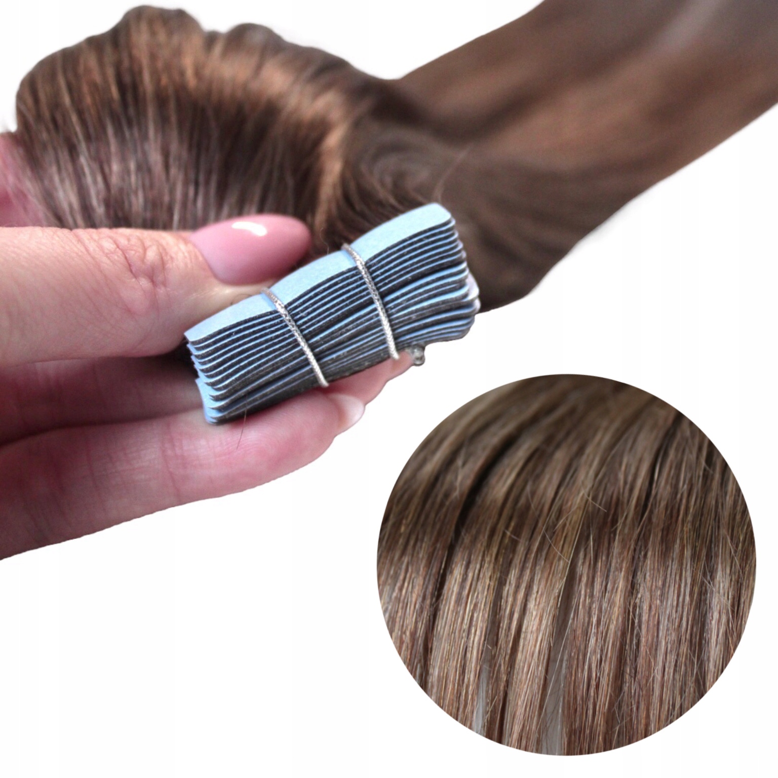 20 Ks 50CM Tapeon Sendvičová Přírodní Vlasy #8