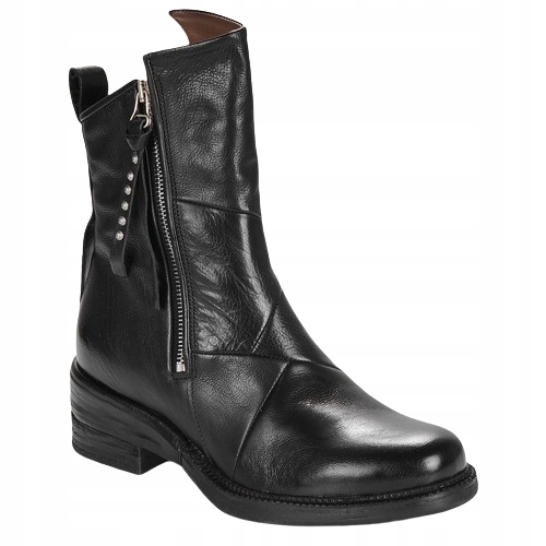 A S 98 Černé Dámské Kotníkové Boty S Cvočky A Přírodní Kůží 40 3_E